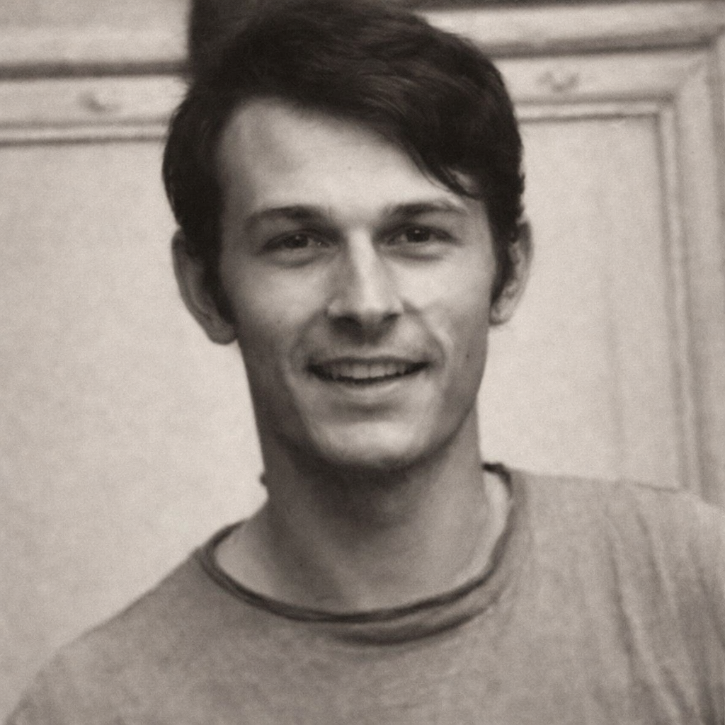 Portrait noir et blanc d'un homme souriant des années passées